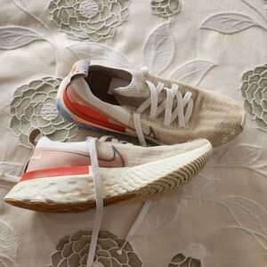 Stylish White and Orange Sneakers